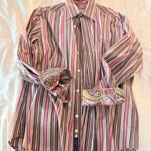 Robert Graham Pink and Purple Striped Men's Shirt